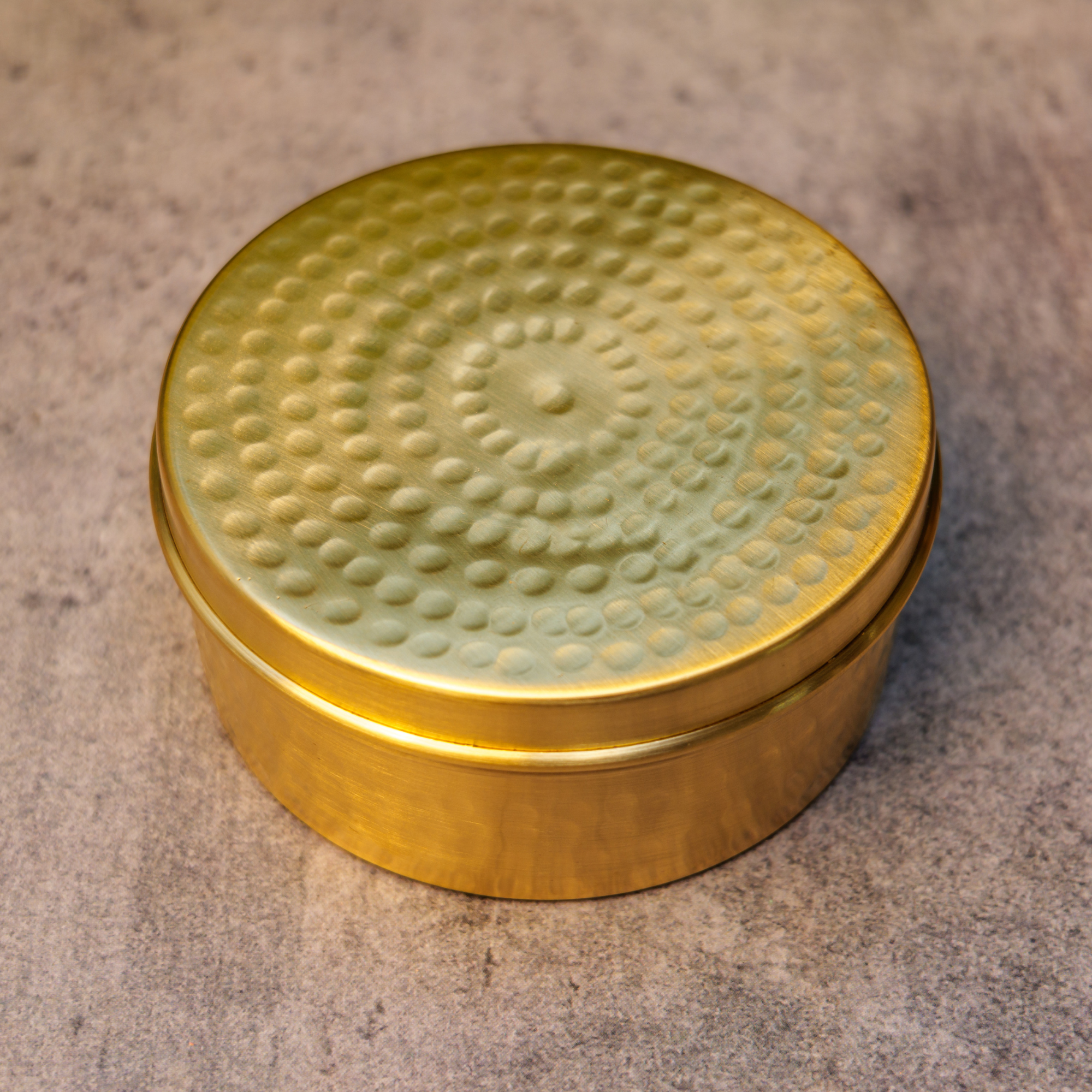 100% Brass Hammered Storage Boxes / Laddu Boxes - 4 inches diameter