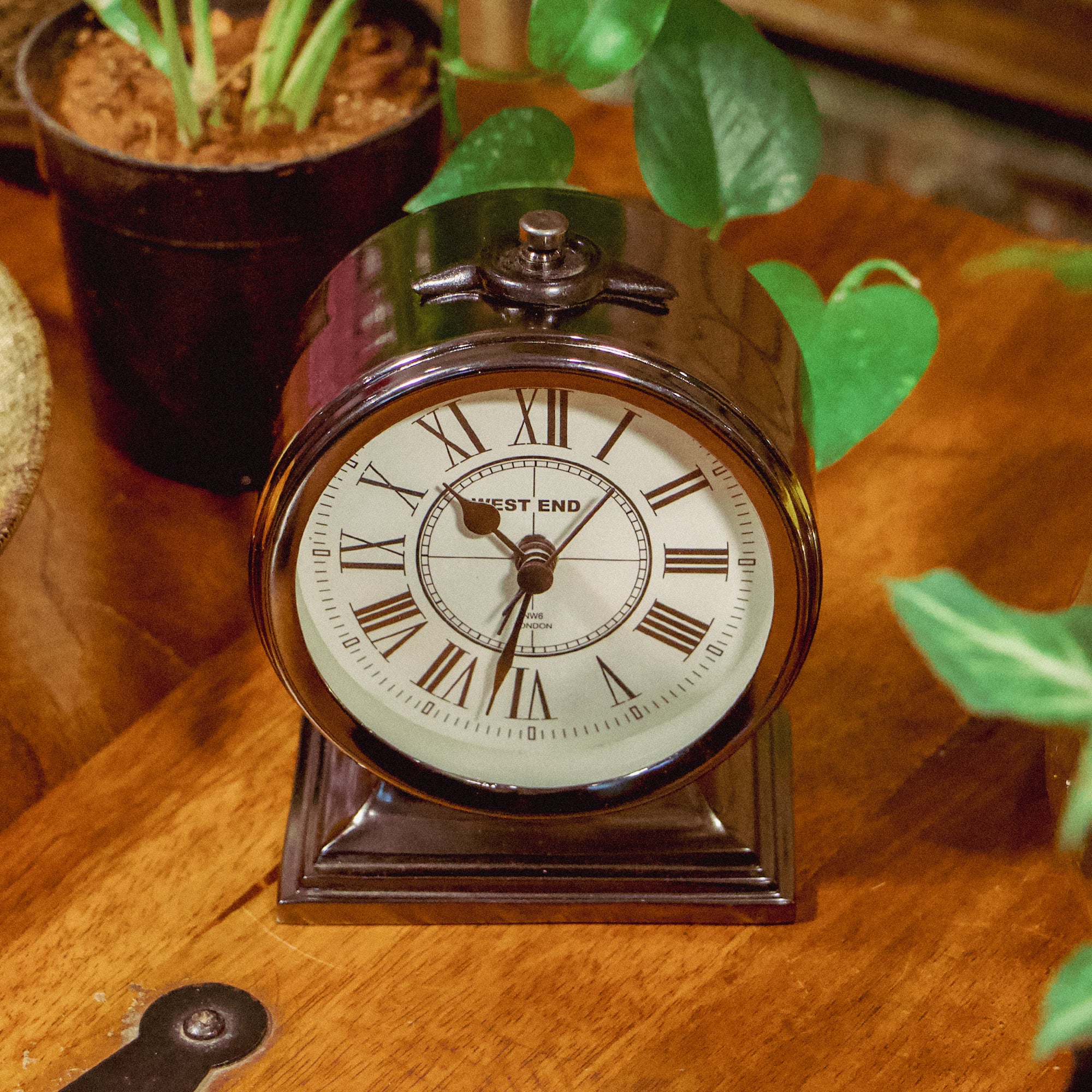 Classic Table Alarm Clock (Black Nickel Finish)