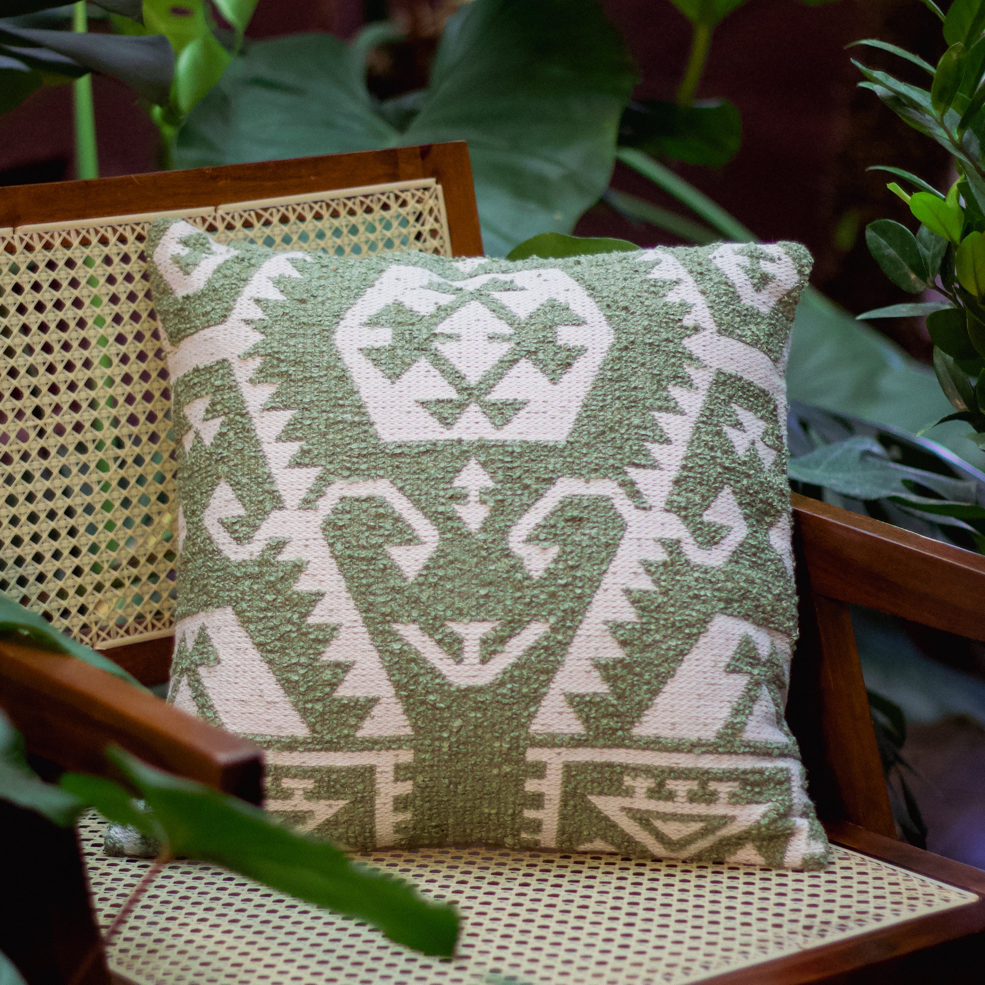 Handwoven Olive Cushion Cover - Set of 2 - 16 X 16 inches