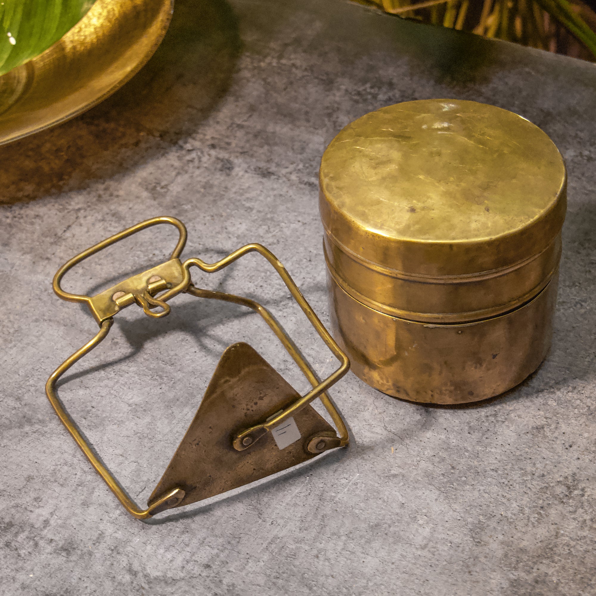 Handcrafted Vintage Brass Tiffin with Two Tier Containers