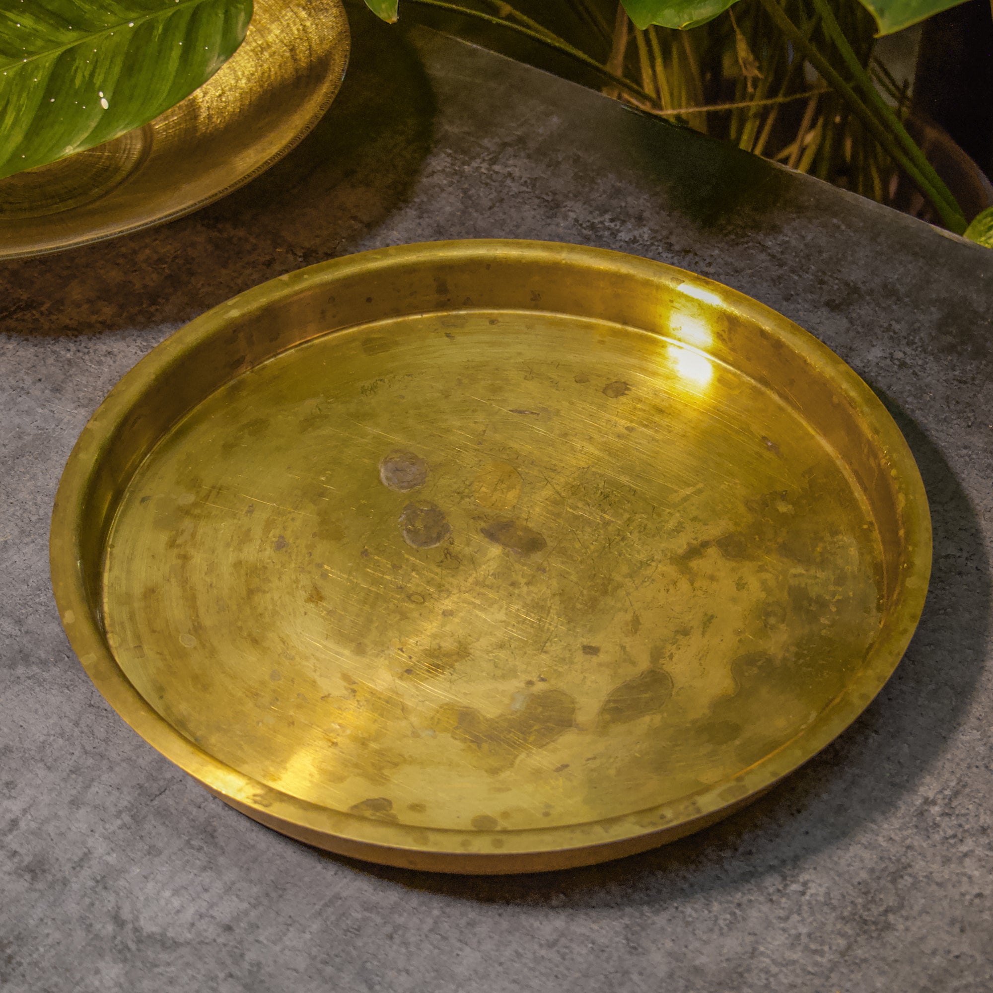 AMBI Handcrafted Timeless Brass Vintage Thali 650g