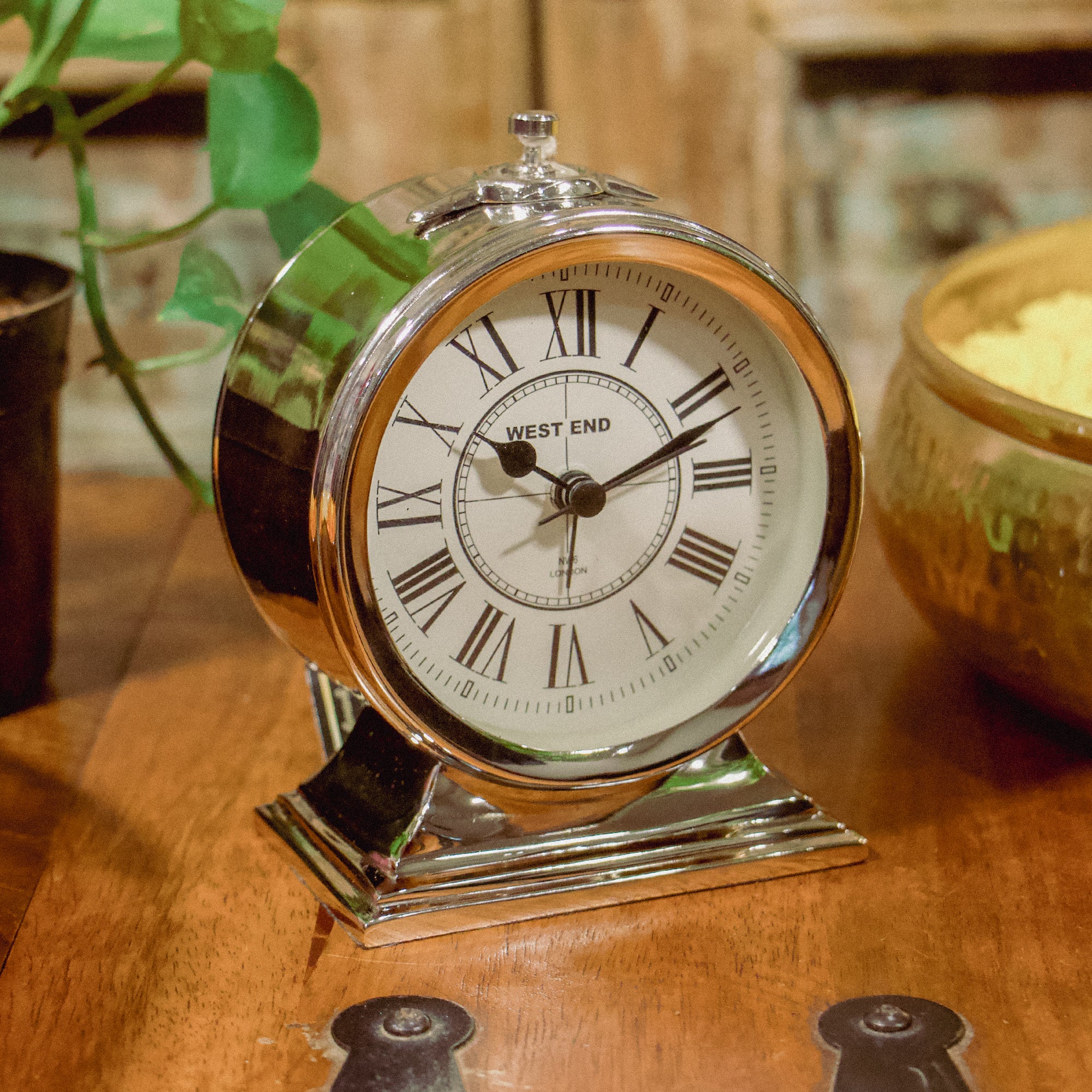 Classic Table Alarm Clock (Silver Nickel Finish)