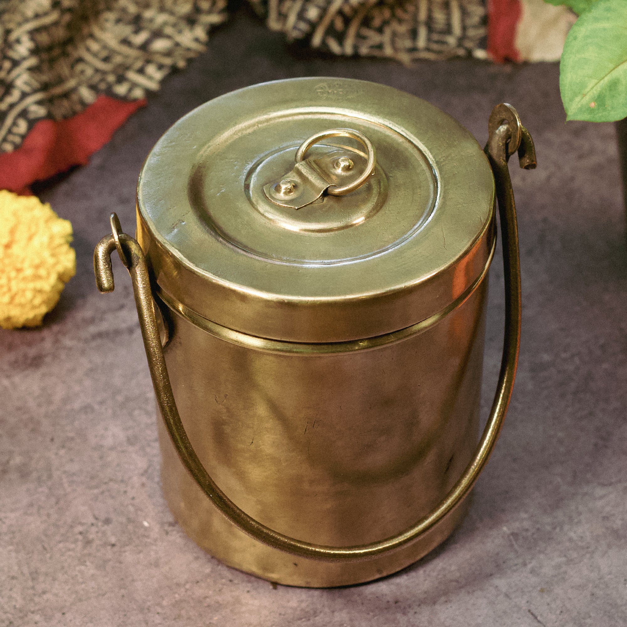 Vintage Brassware Storage Box (Bharni) - 6 inches height - 2 Litres