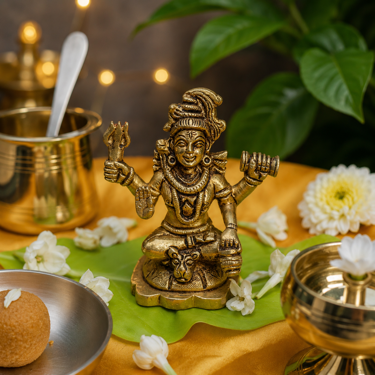 Pure Brass Lord Shiva Idol - 3.6 inch height - Heavy Make