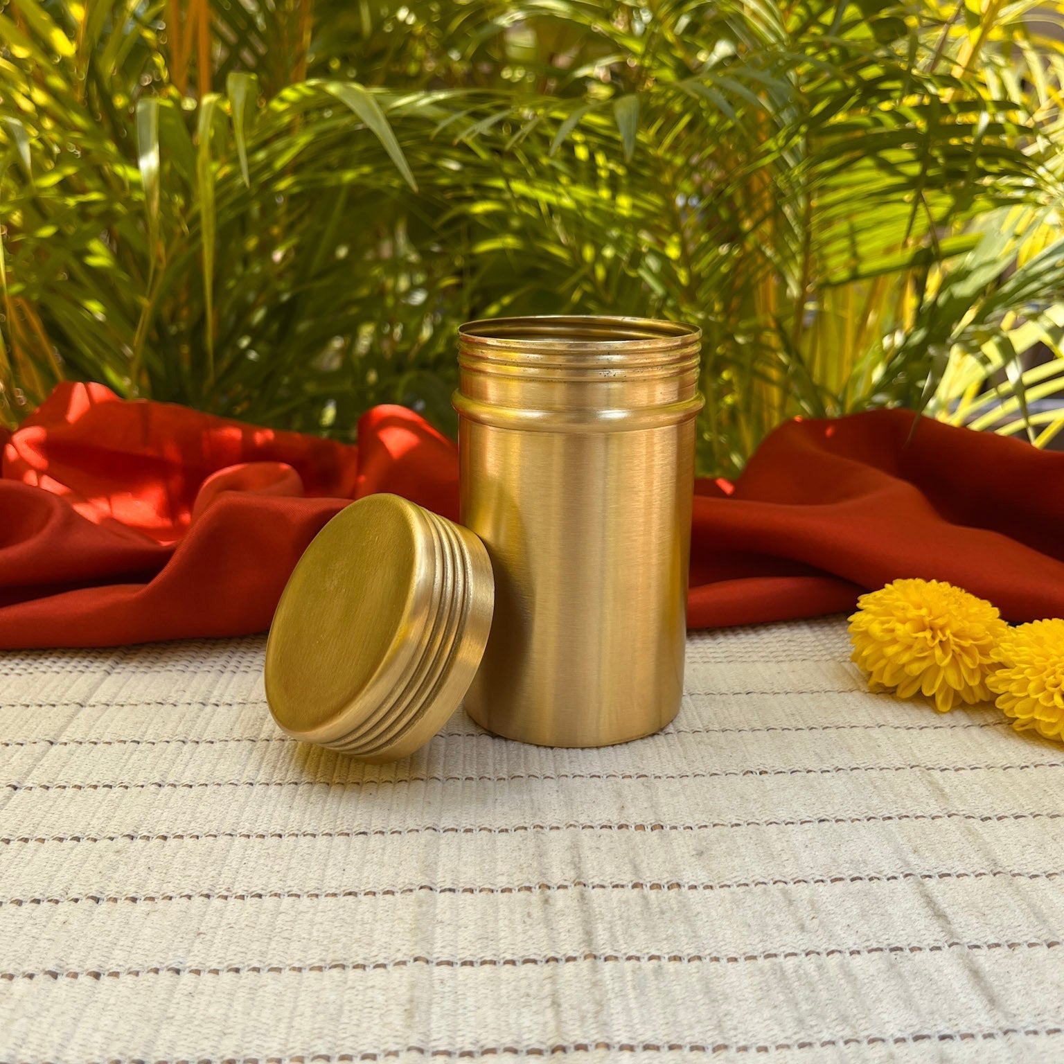 Pure Brass Storage Nut / Spice / Trinket Box Elegant Simple Plain Elegant Top Lid - 4.5 Inches