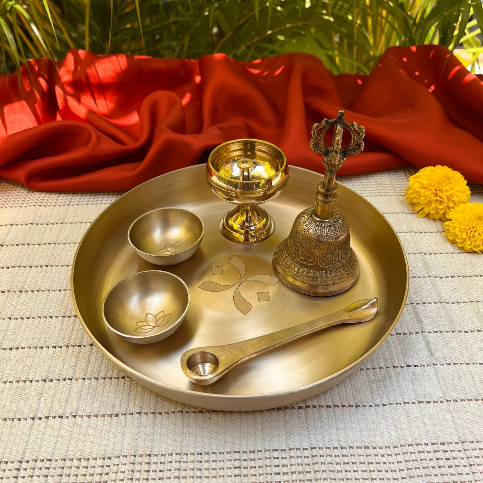 Ambi Suvarna Grace Pure Kansa Puja Thali Set – 6 Pieces