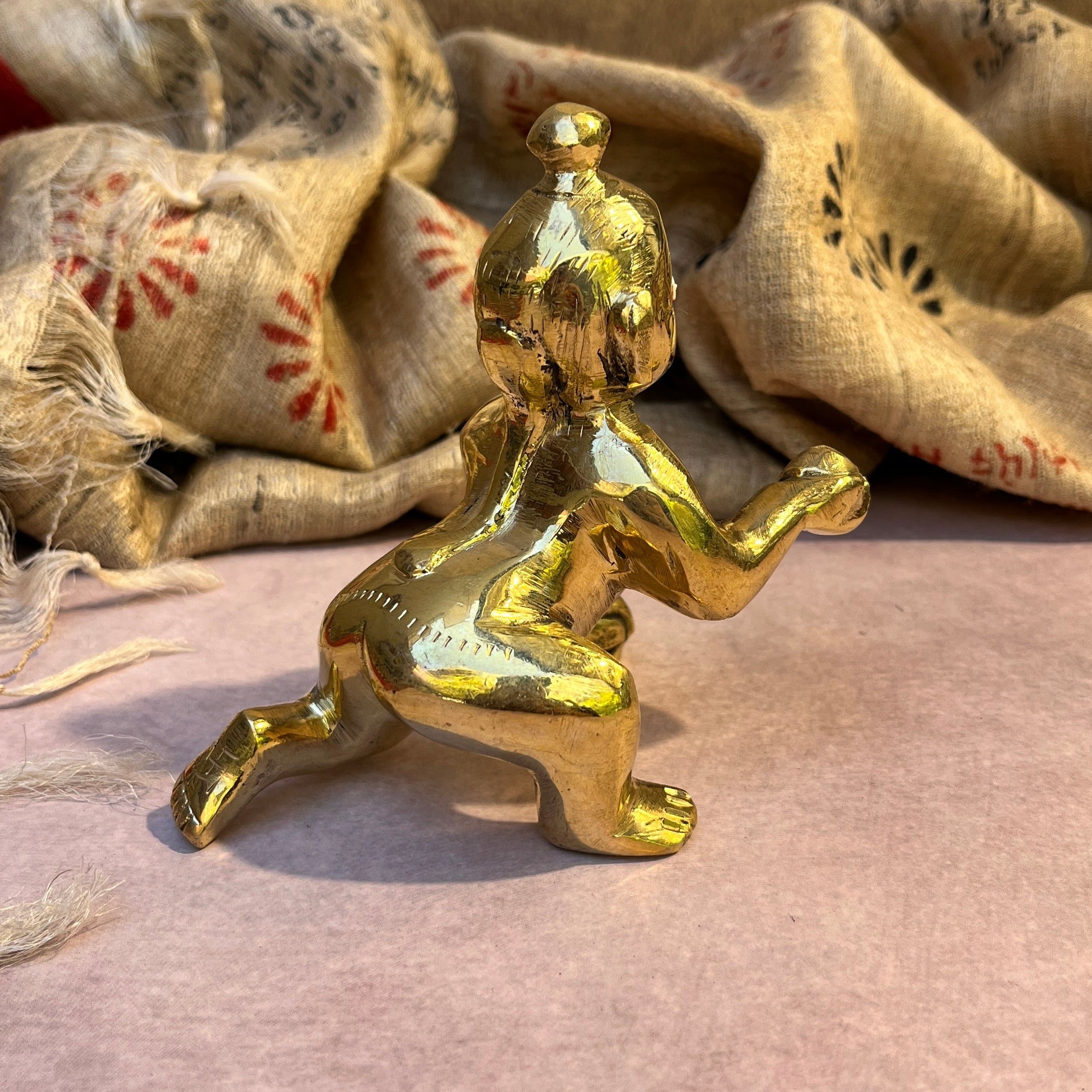 Ambi Brass Baby Krishna Idol- 454 Grams - Bal Krishna with Butter