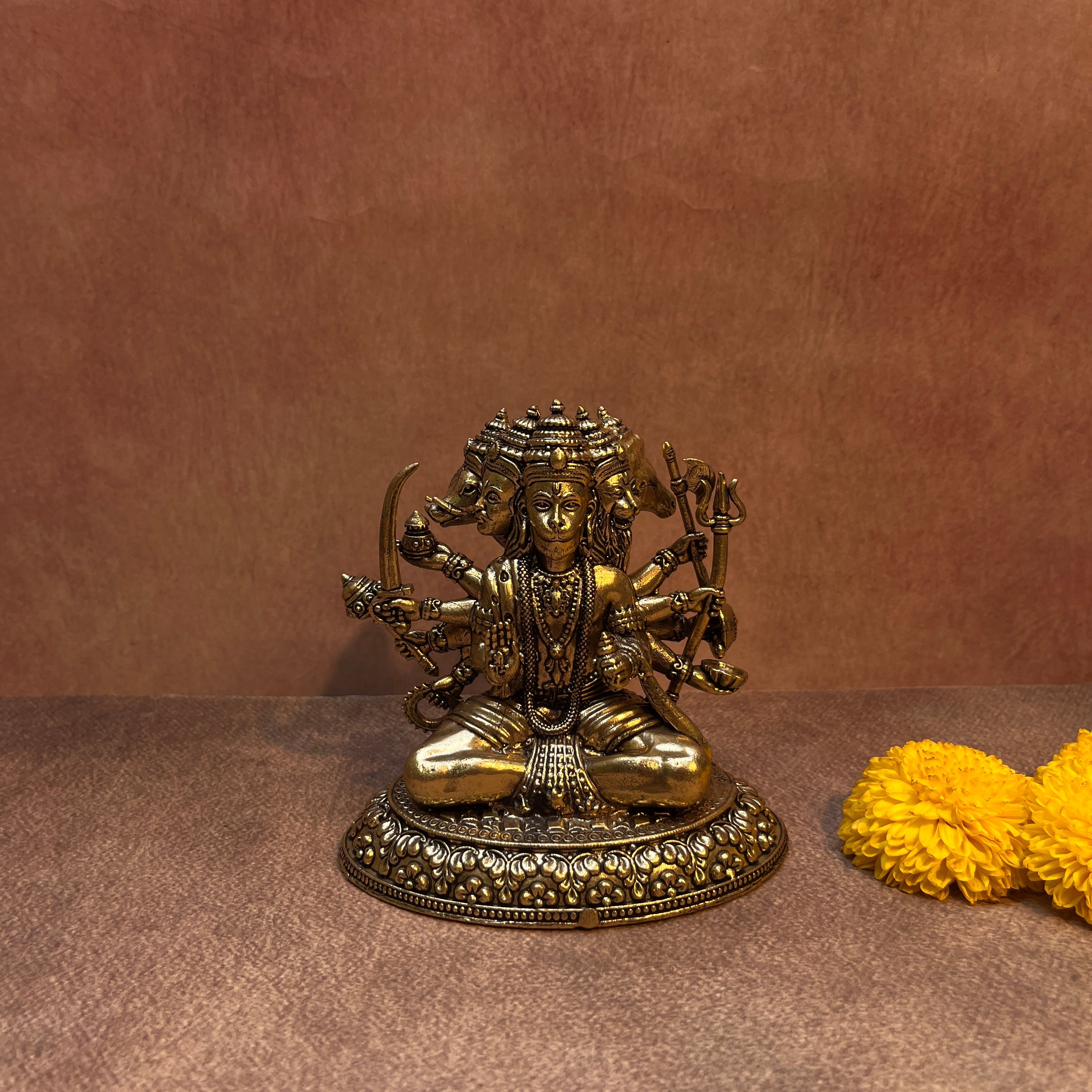 Ambi Brass Panchamukhi Hanuman Idol | 5-Faced Bajrangbali Statue |