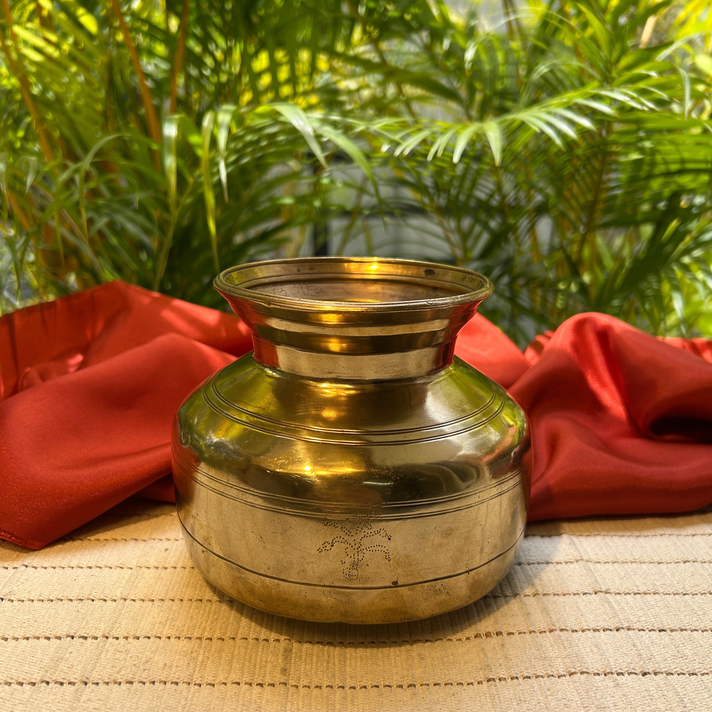 Handcrafted Vintage Brass Carved Lota