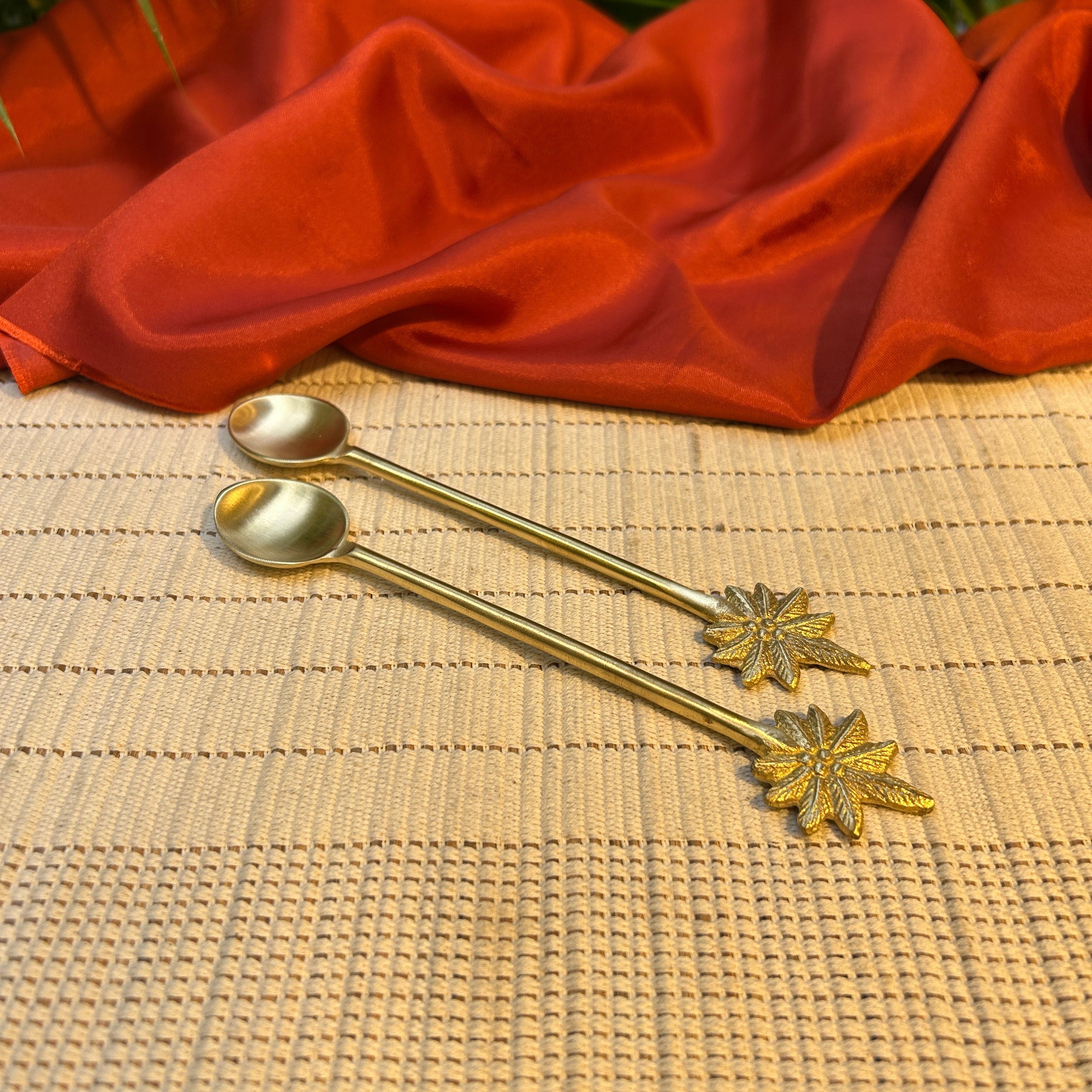 Ambi Golden Blossom Pure Brass Decorative Spoon | Handcrafted