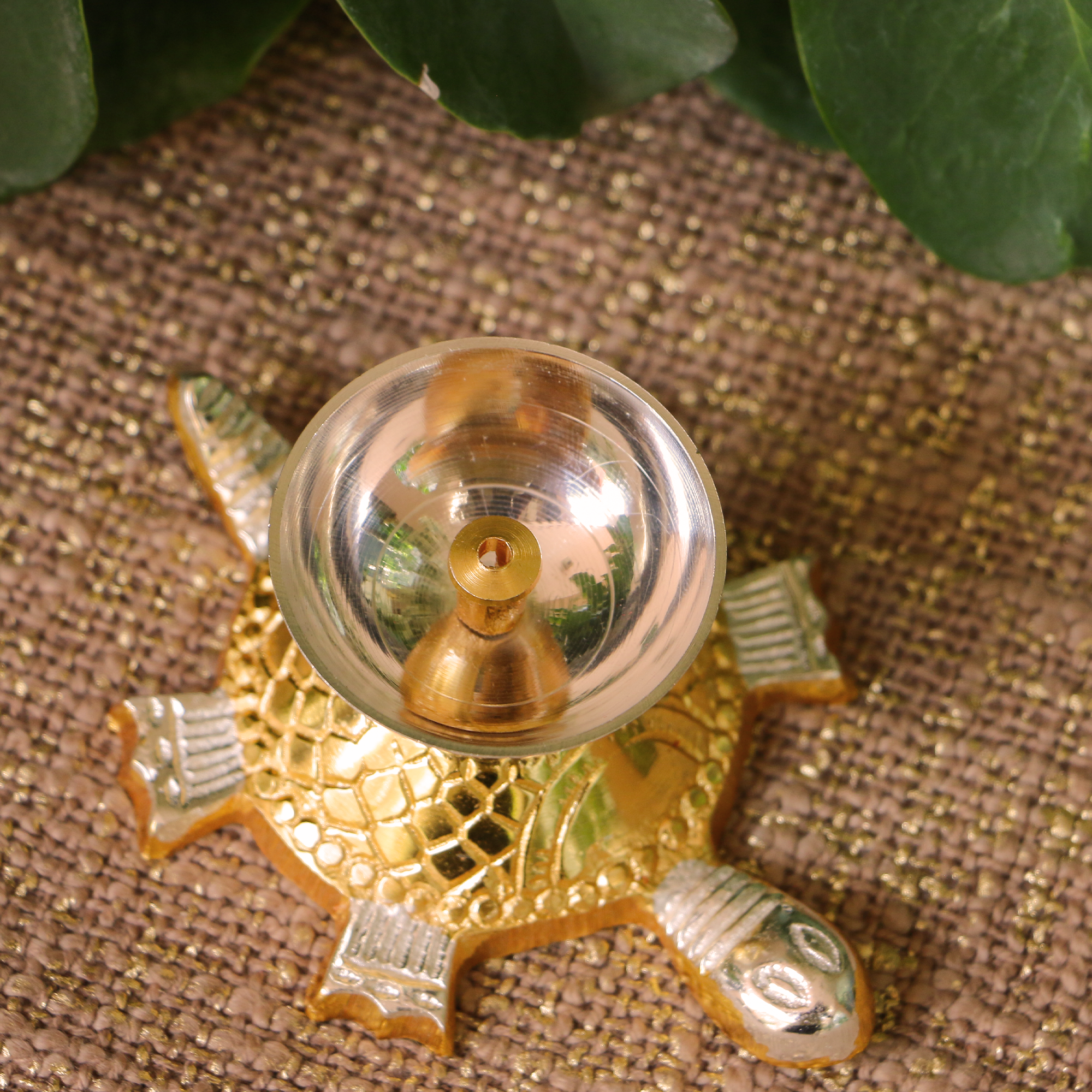 100% Pure Brass Tin Polished Tortoise Deepam