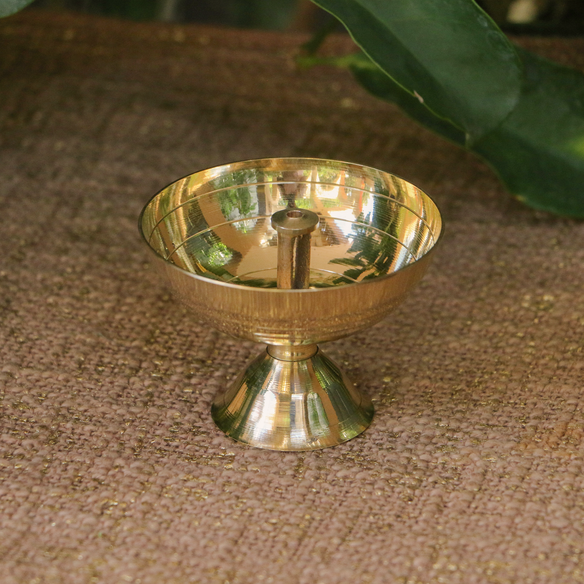 100% Pure Brass Pooja Akhand Deepak / Diya - Large