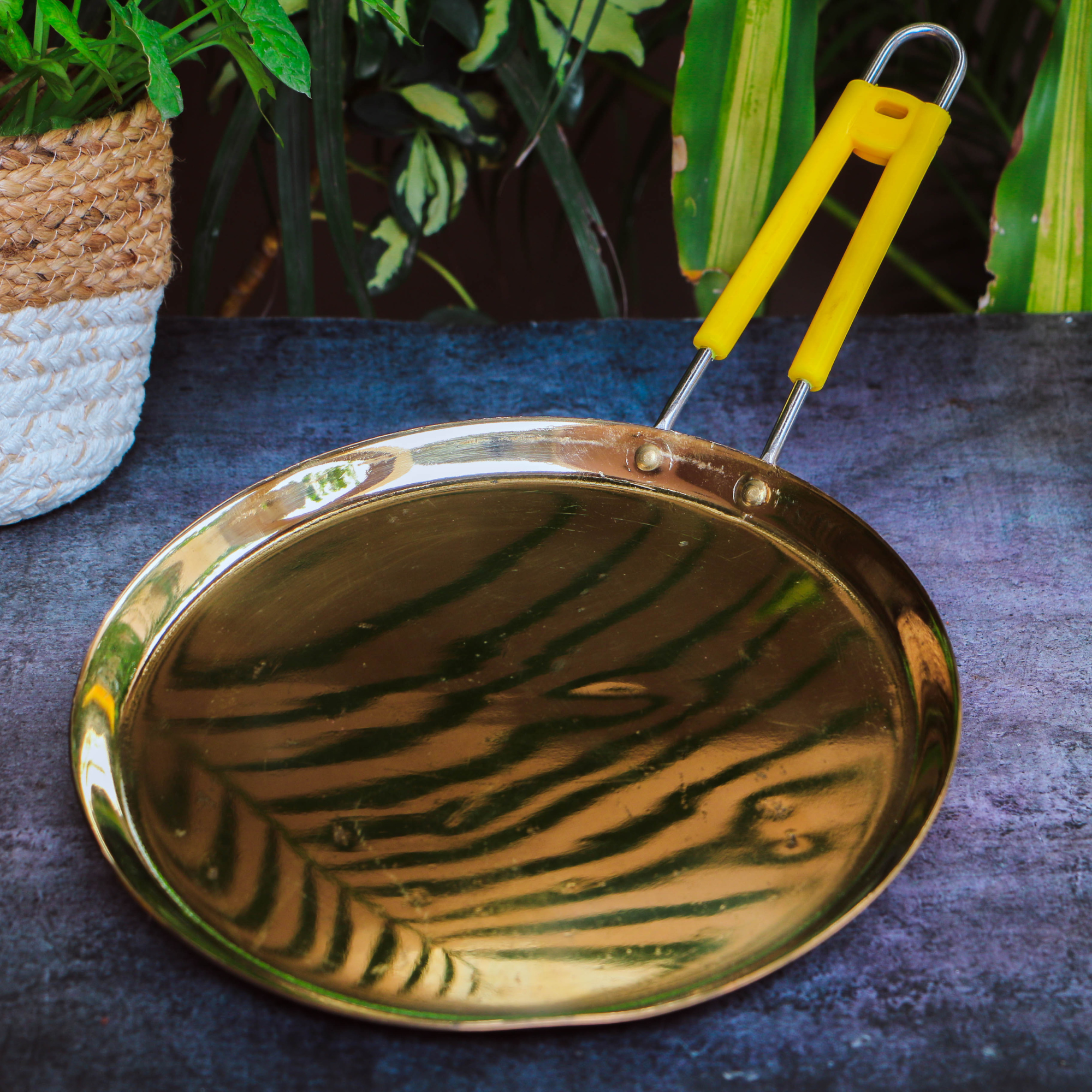 100% Pure Brass Dosa Tawa - Glossy Finish