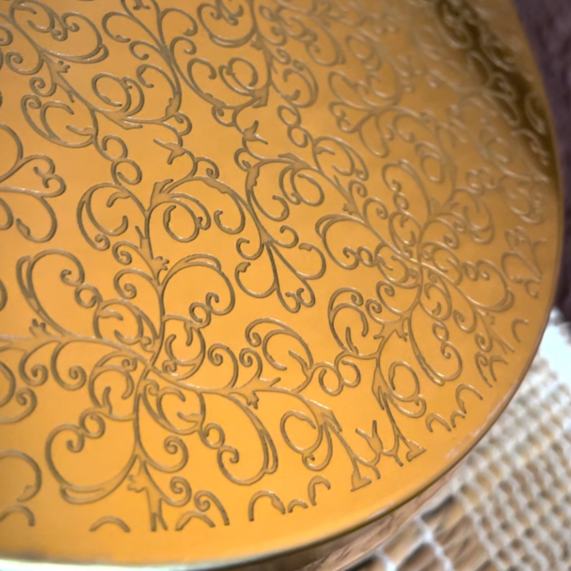 Intricately Etched Aesthetic Roti Box with Wooden Base and Tongs