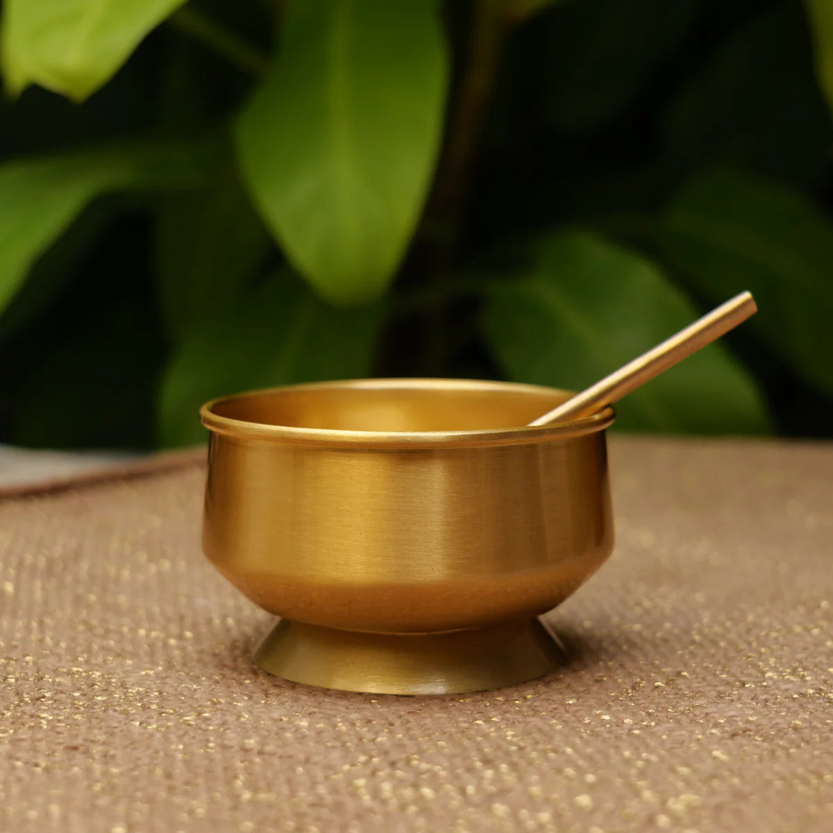 Ambi Gift Box Pure Brass Dessert/ Icecream Bowl (with spoon)  - Set of 2