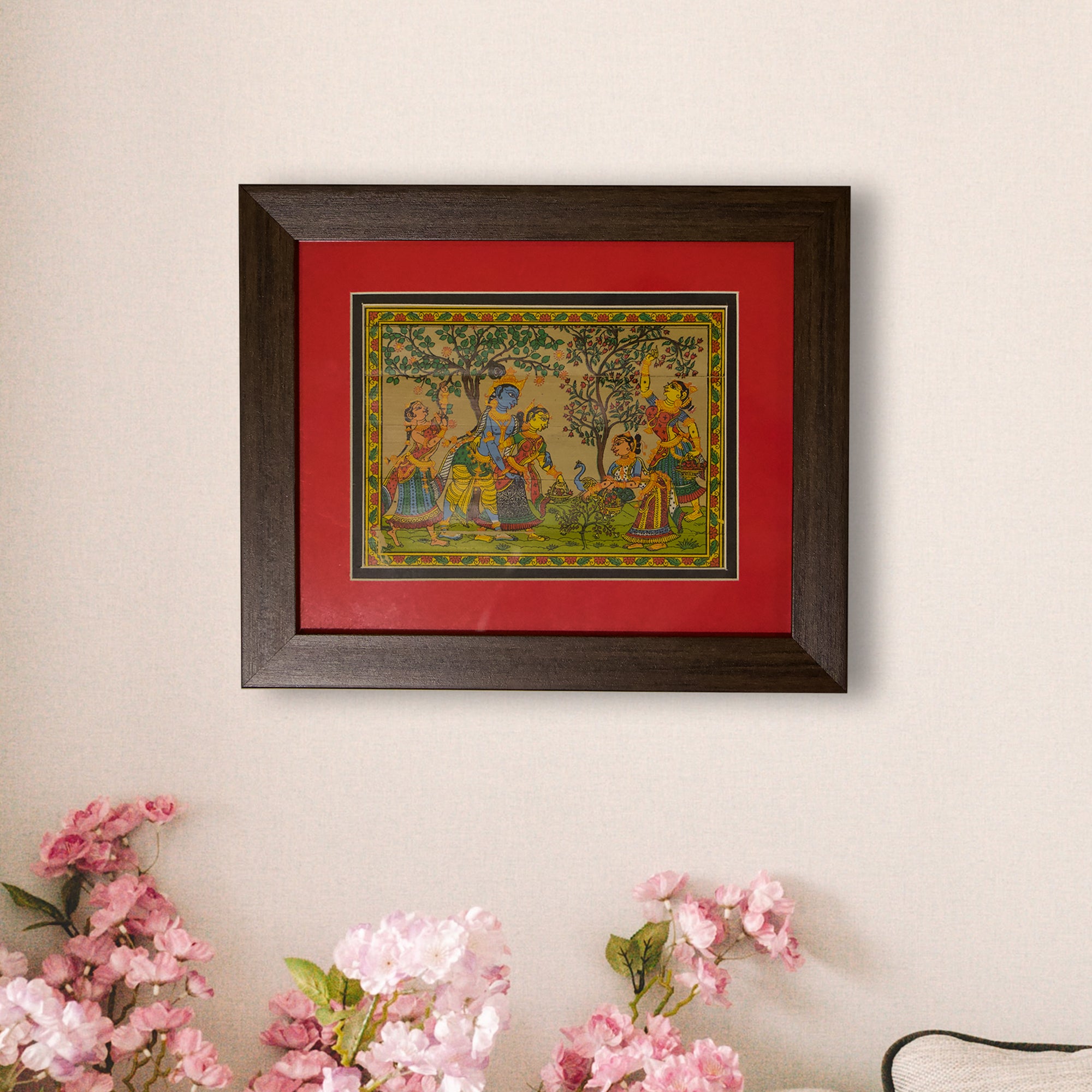 Pattachitra Painting Radha Krishna Rasleela Rectangle Frame