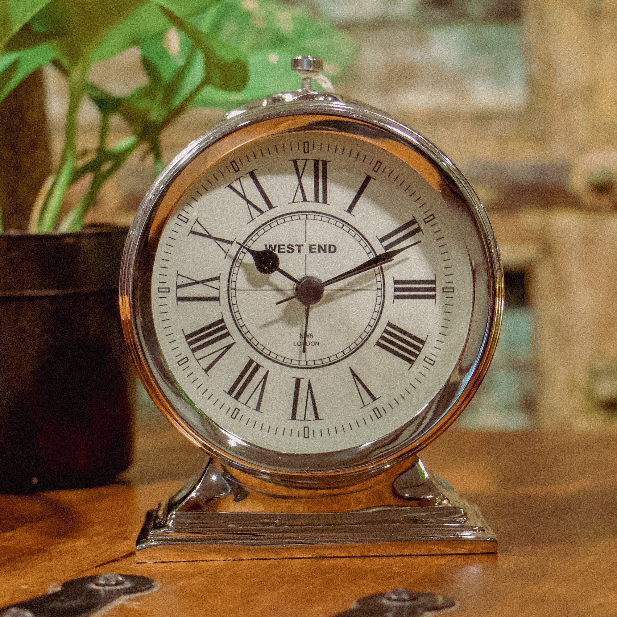 Classic Table Alarm Clock (Silver Nickel Finish)