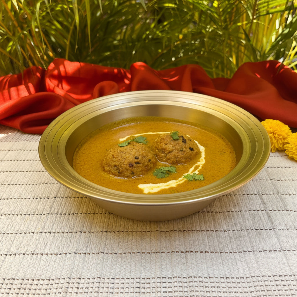 AMBI Pure 100% Lead Free Kansa Curry Bowl - 7 Inches- 600 ml