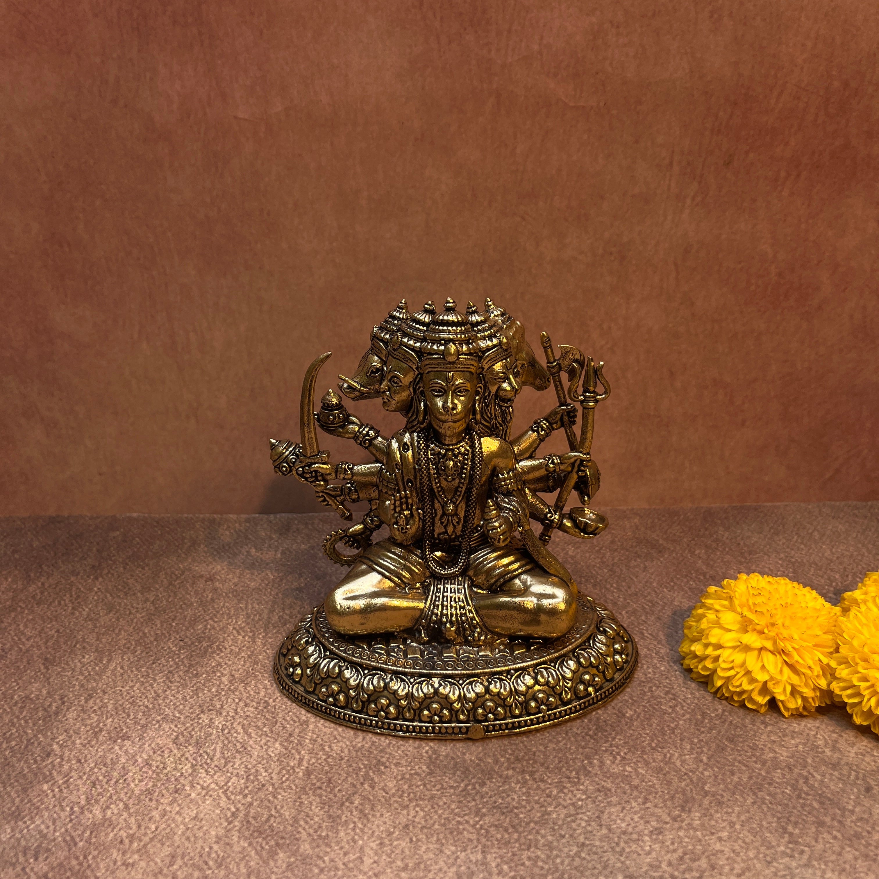 Ambi Brass Panchamukhi Hanuman Idol | 5-Faced Bajrangbali Statue |