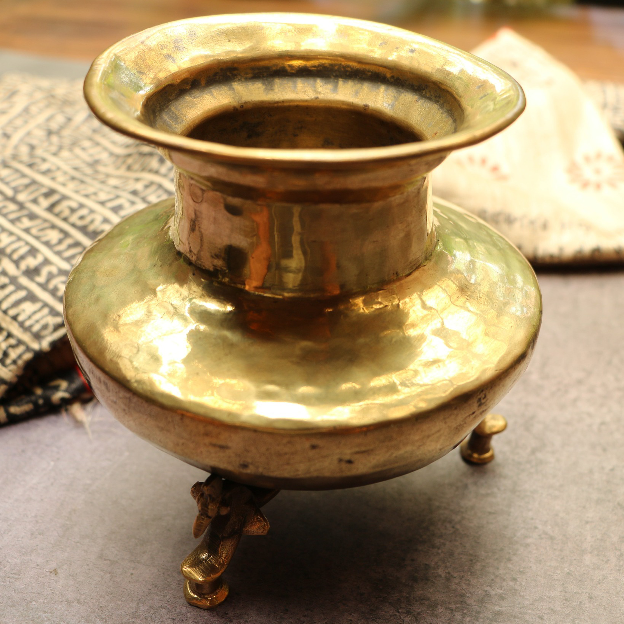 Handcrafted Elegant Vintage Brass Lota With Legs - 6 Inches