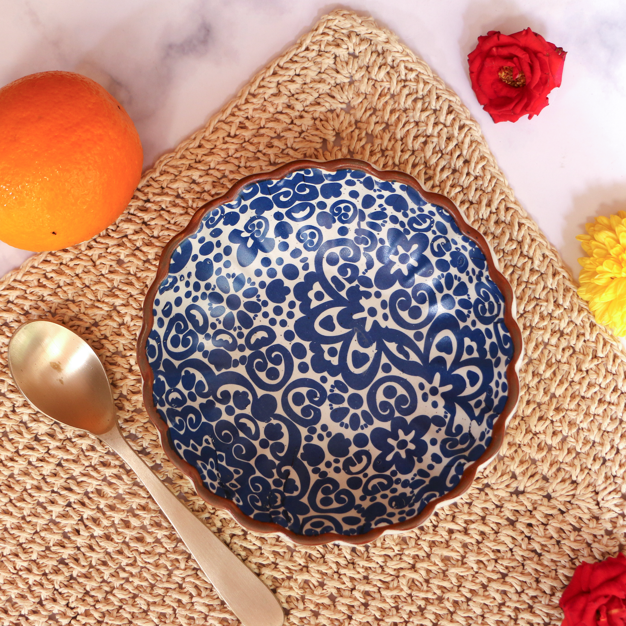 Ambi Handmade Turkish Blue Decal Snack Bowl