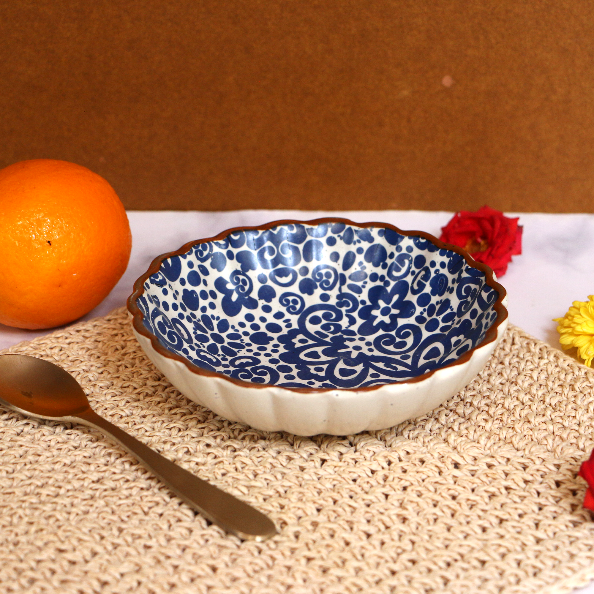 Ambi Handmade Turkish Blue Decal Snack Bowl