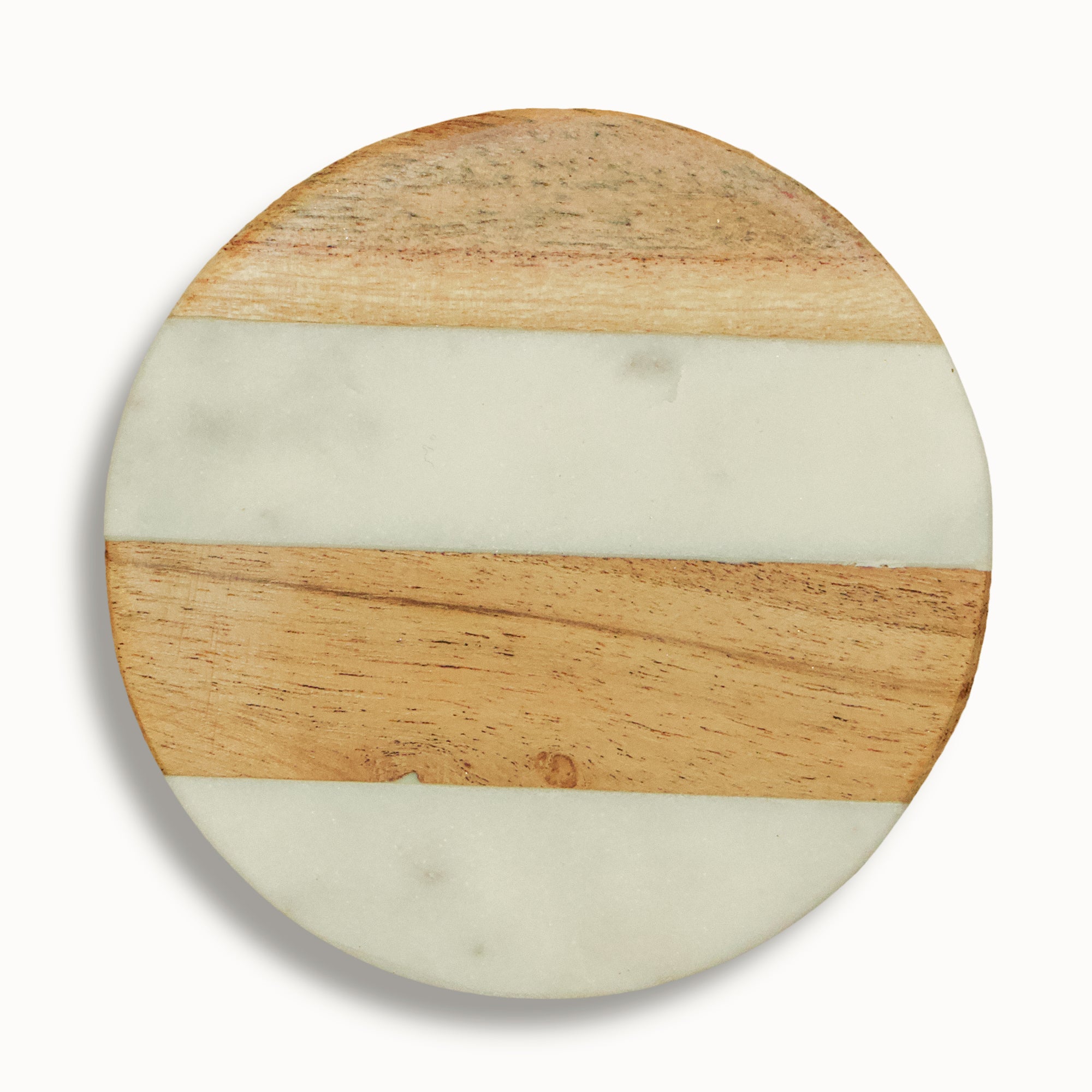 Original Makrana Marble Wood Inlay Coasters - Set of 2