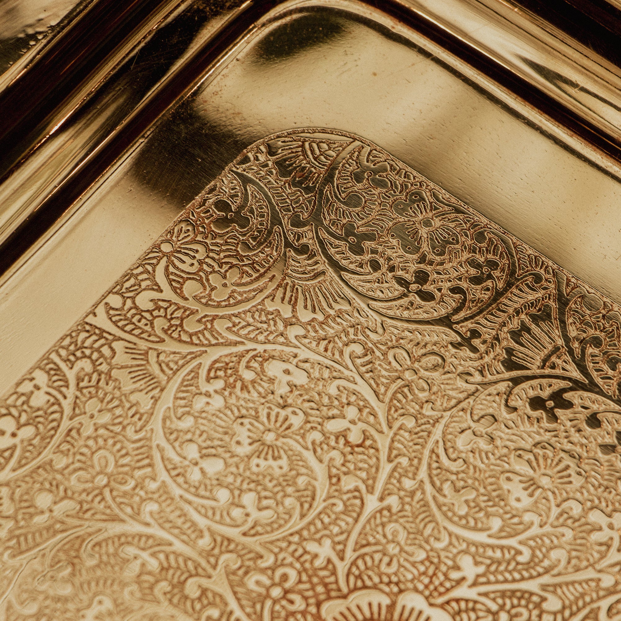Brass Golden Imperial Inlay Brass Tray