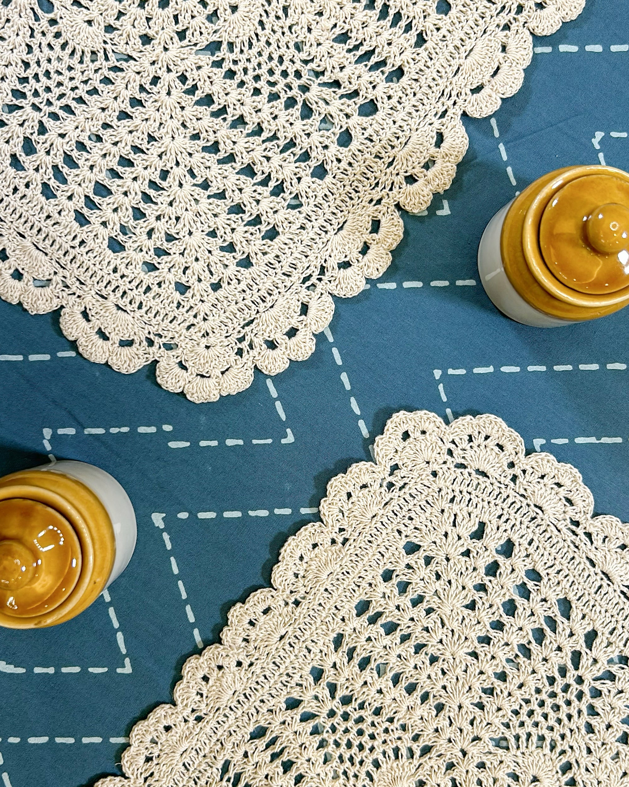 Hand Woven Full 100% Crochet Table Mat Set of 6