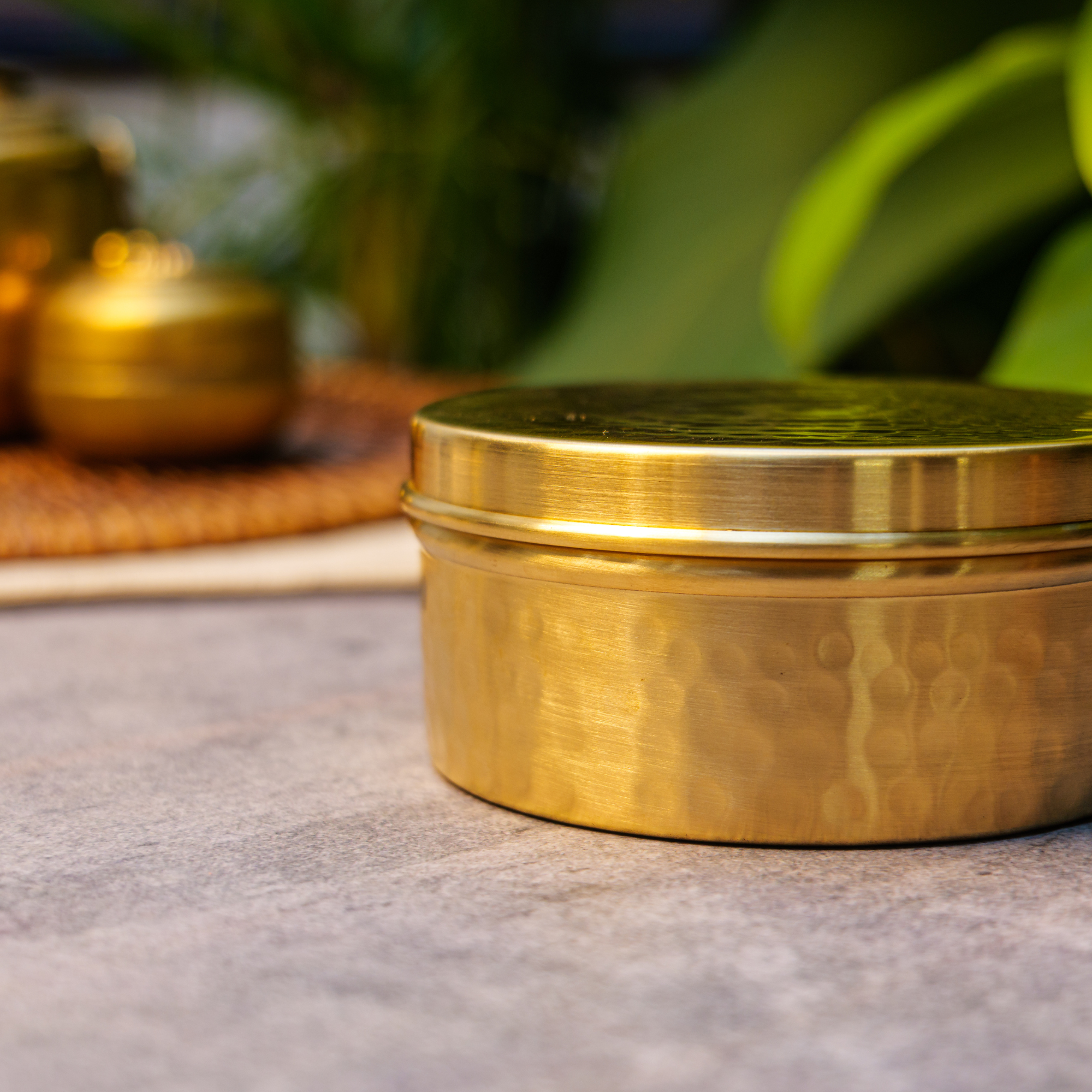 100% Brass Hammered Storage Boxes / Laddu Boxes - 4 inches diameter