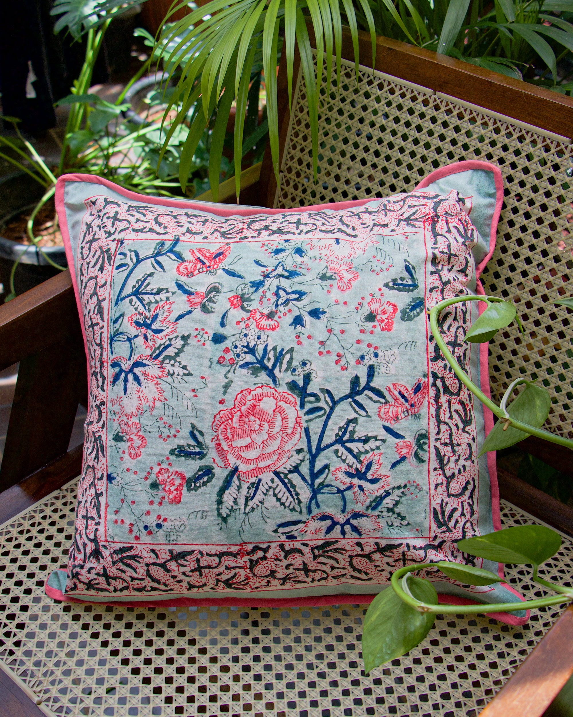 Hand Block Printed Double Side Pillow Cover (Set of 6) - 16 X 16 inches