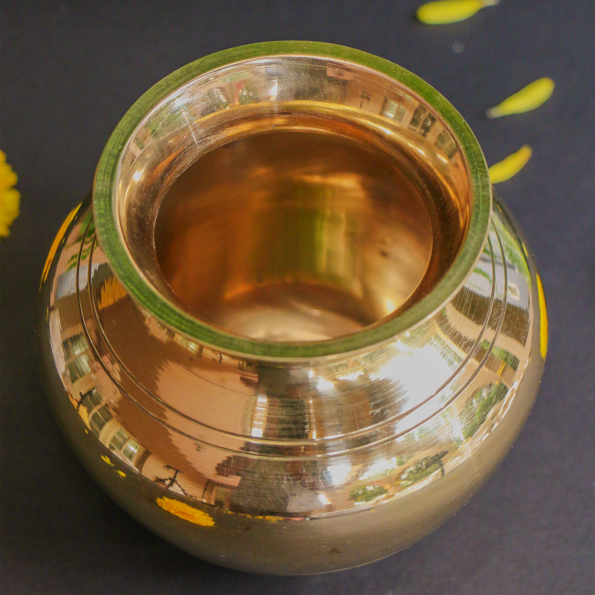 100 % Brass Lota Kalash for Pooja or Water Storage - Round with Legs