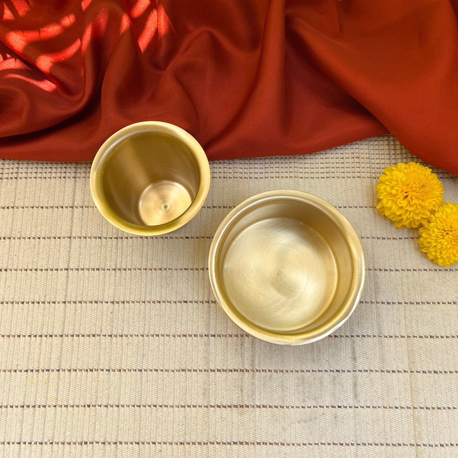 Ambi Pure Brass Coffee Filter & Dabara Set – Sikku Kolam Design | South Indian Morning Raga