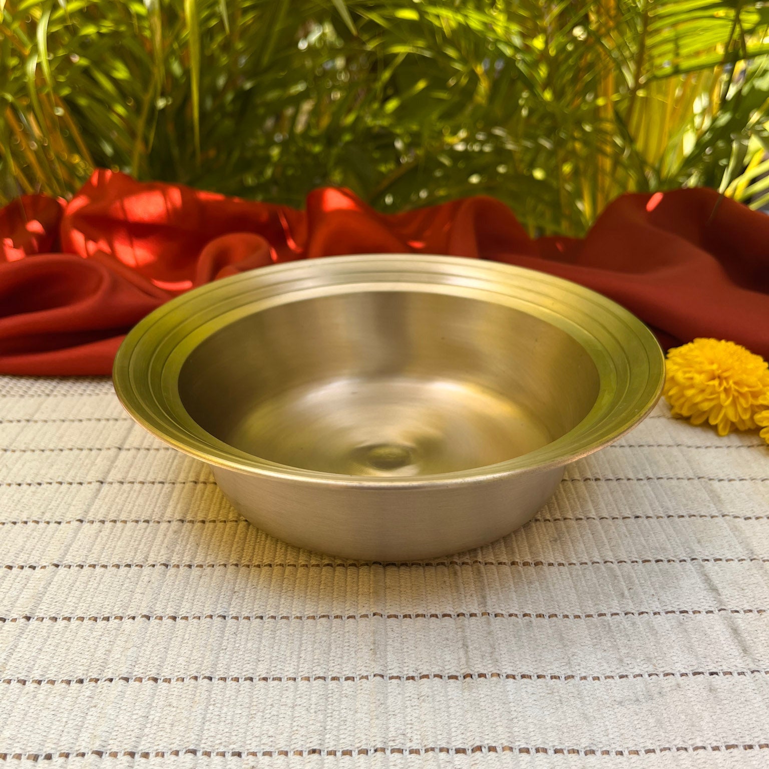 AMBI Pure 100% Lead Free Kansa Curry Bowl - 7 Inches- 600 ml