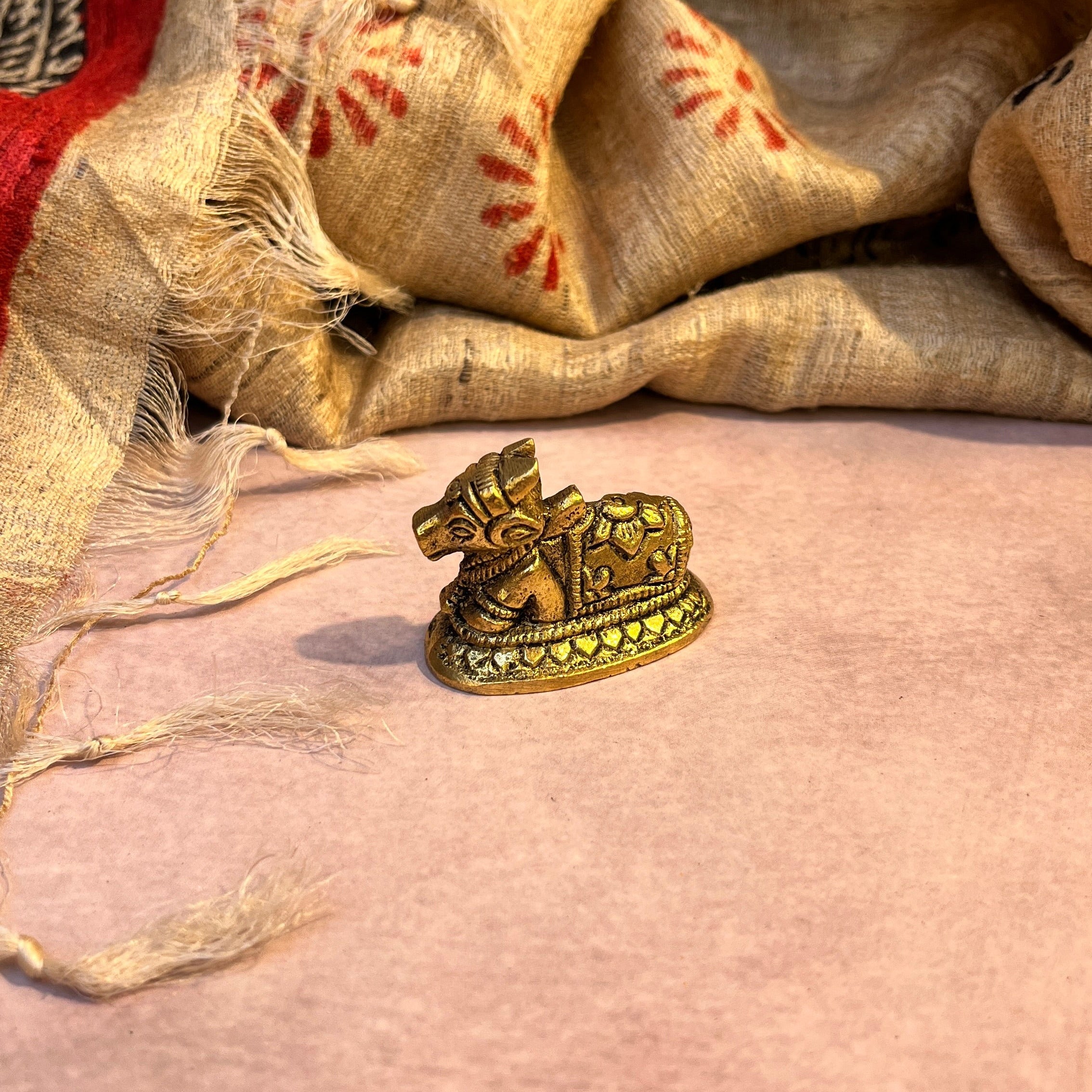 Ambi Pure Brass Sacred Nandi Idol – Bull Statue for Pooja - 90 Grams