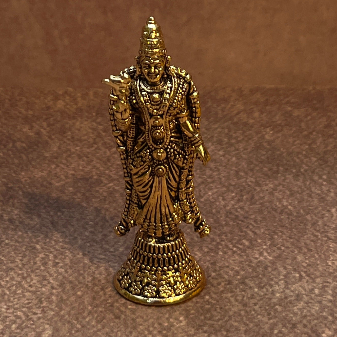 Ambi Pure Brass Meenakshi Amman Idol with Parrot | Goddess Statue for Home Mandir Puja - 2.5 Inch Height