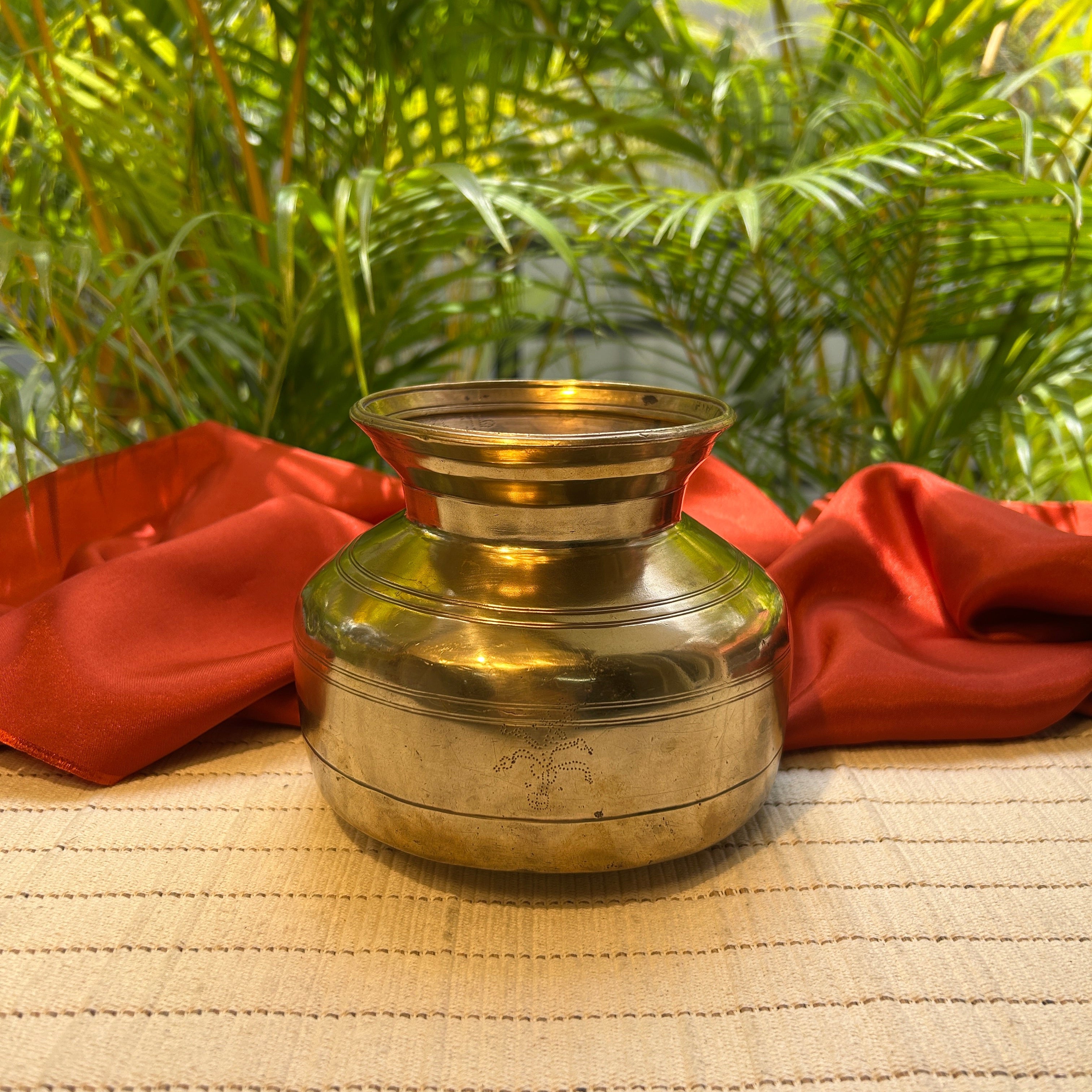 Handcrafted Vintage Brass Carved Lota