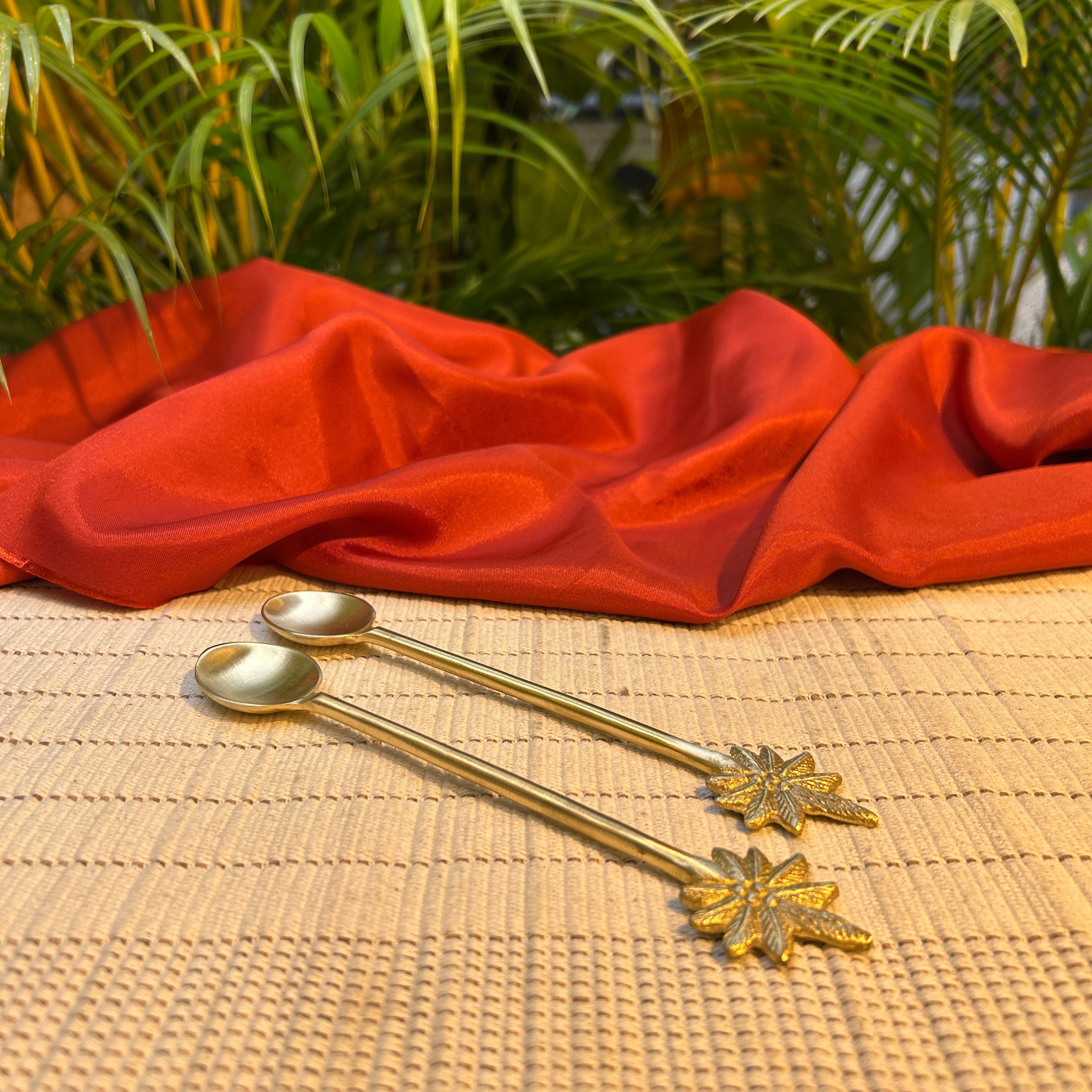 Ambi Golden Blossom Pure Brass Decorative Spoon | Handcrafted