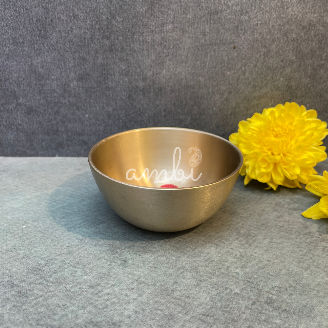 AMBI Lead Free 100% Pure Kansa Floral Hand Painted Finish Small Bowl -  (Katori) 3 inch