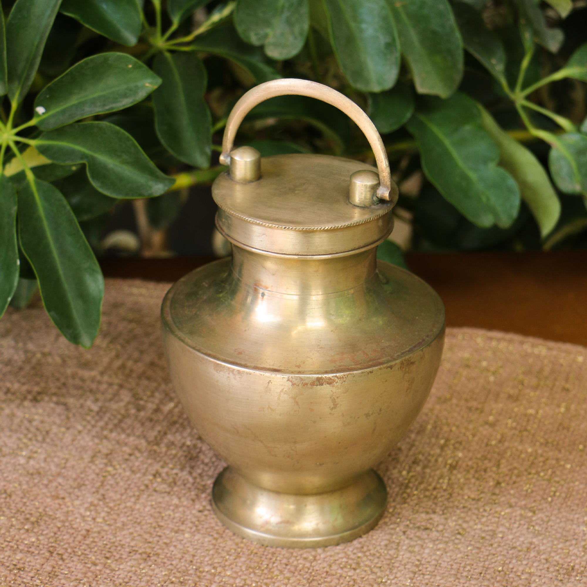 Vintage Handmade Brass Kamandal Ganga Jal Pot for Prayer