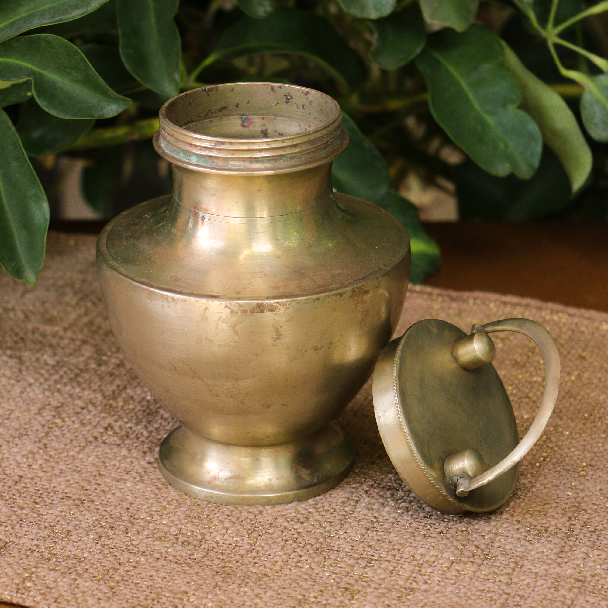 Vintage Handmade Brass Kamandal Ganga Jal Pot for Prayer