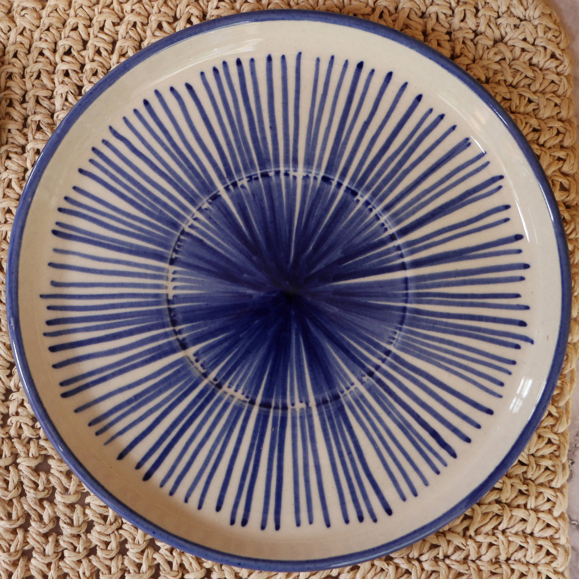 Ambi Stoneware Glazed Blue Decal Small Plate 6 inch