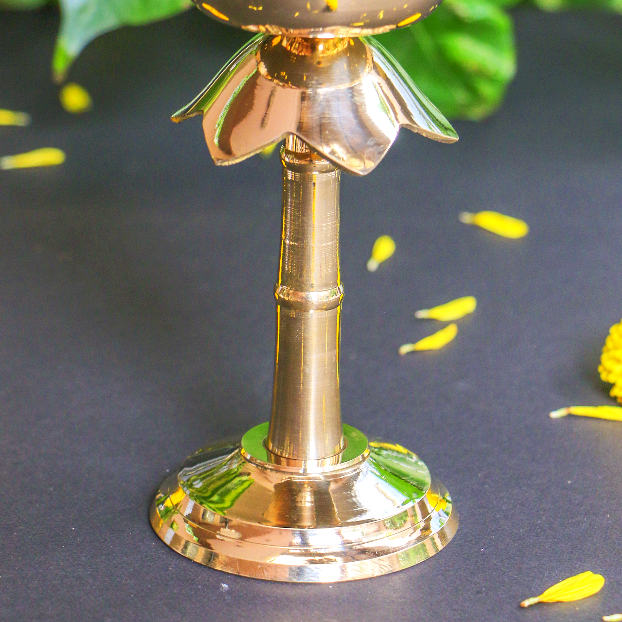 100% Pure Brass Pooja Deepam / Deepak - Kamal Lotus Nanda - Big Size