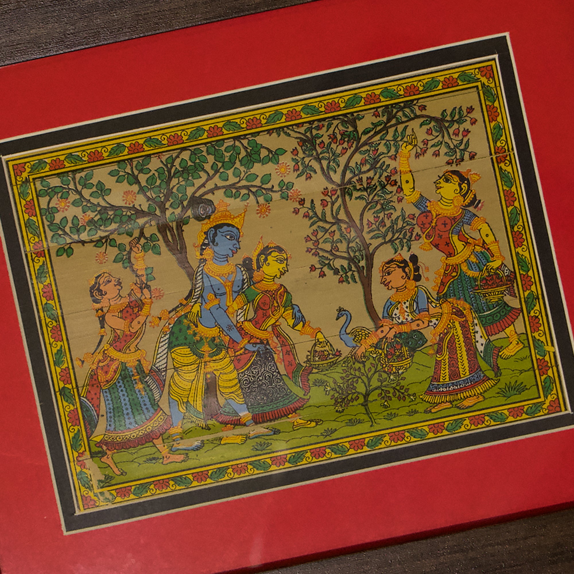 Pattachitra Painting Radha Krishna Rasleela Rectangle Frame