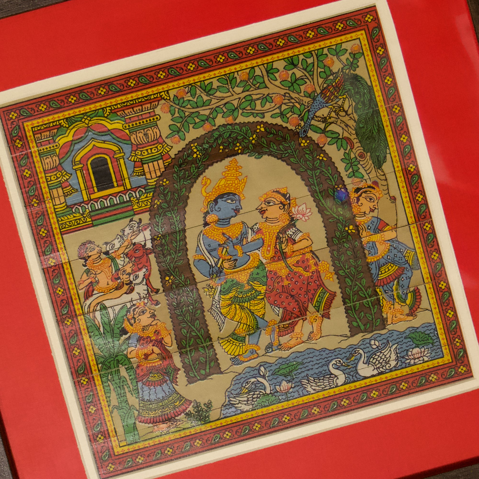 Pattachitra Painting Radha Krishna Rasleela Square