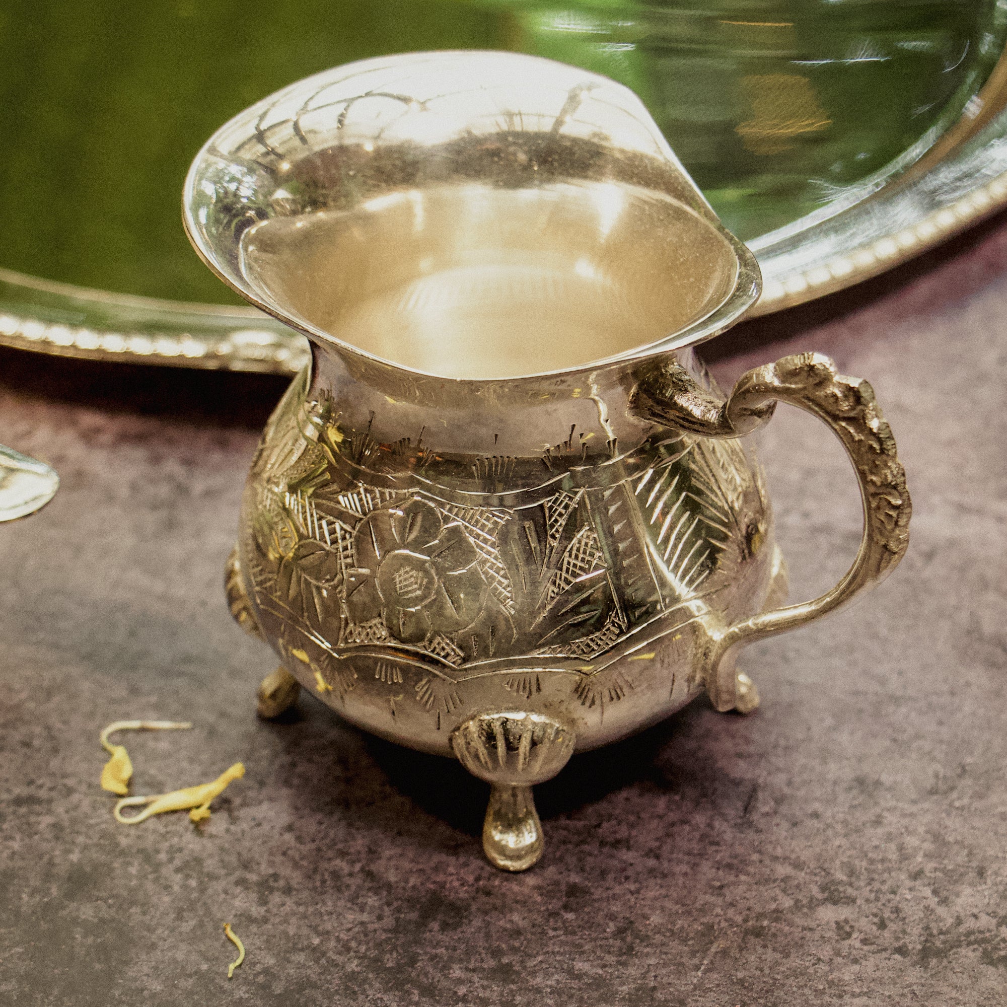 Victorian Style Royal Tea Silver Finish Pure Brass Tea Set