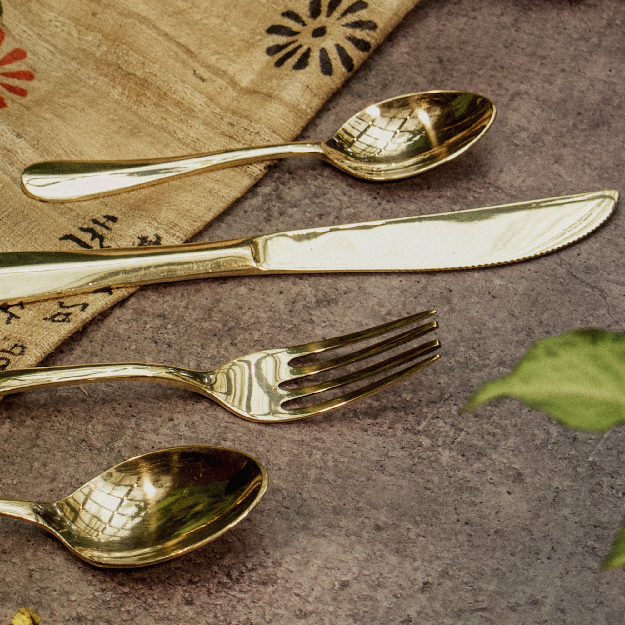 Exquisite Brass Cutlery Set - set of 4