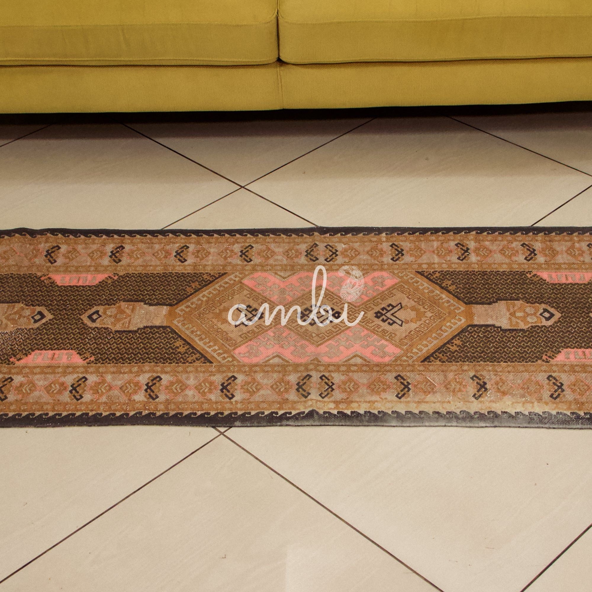 Classic Durrie / Bed Side Rug featuring patterns 2 X 8 Ft