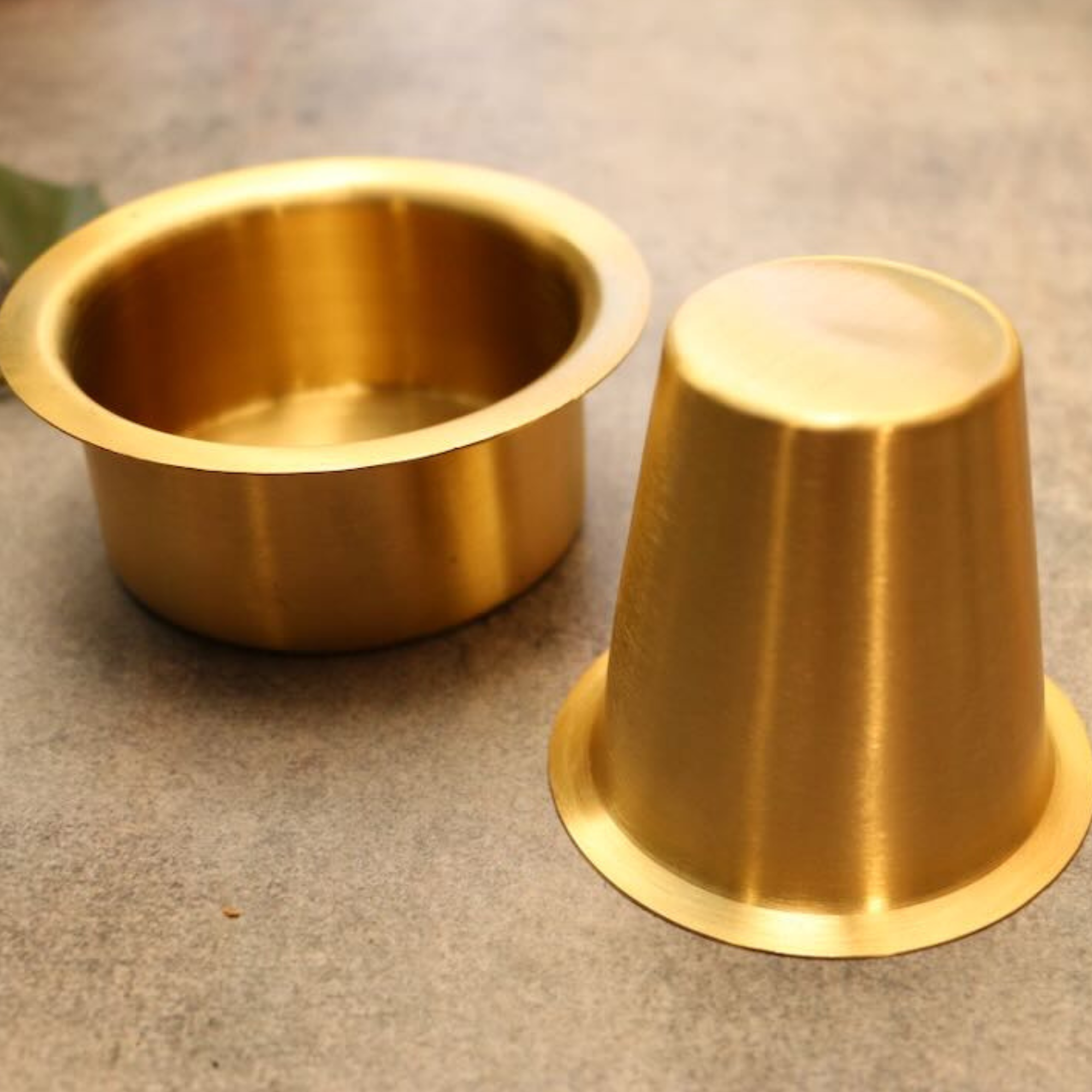 Traditional Brass Filter Coffee Dabara Cup Set