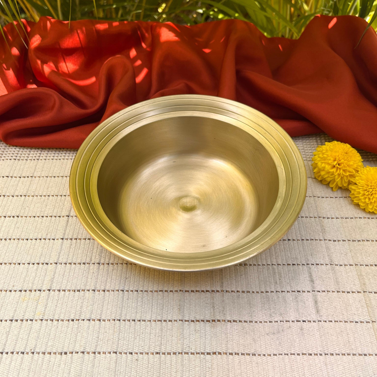 AMBI Pure 100% Lead Free Kansa Curry Bowl - 7 Inches- 600 ml